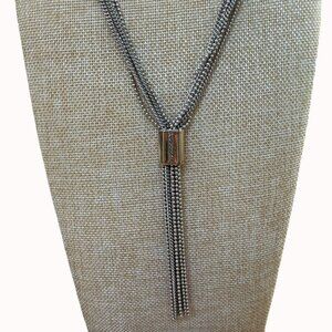 Kenneth Cole Silver-Tone‎ Multi-Strand Beaded Tassel Necklace With Gold Lariat Y